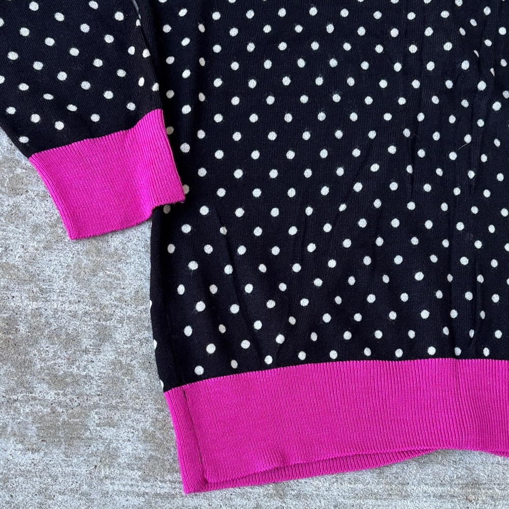 GNW Black Cardigan with White Dots and Pink Accents - Picture 9 of 9